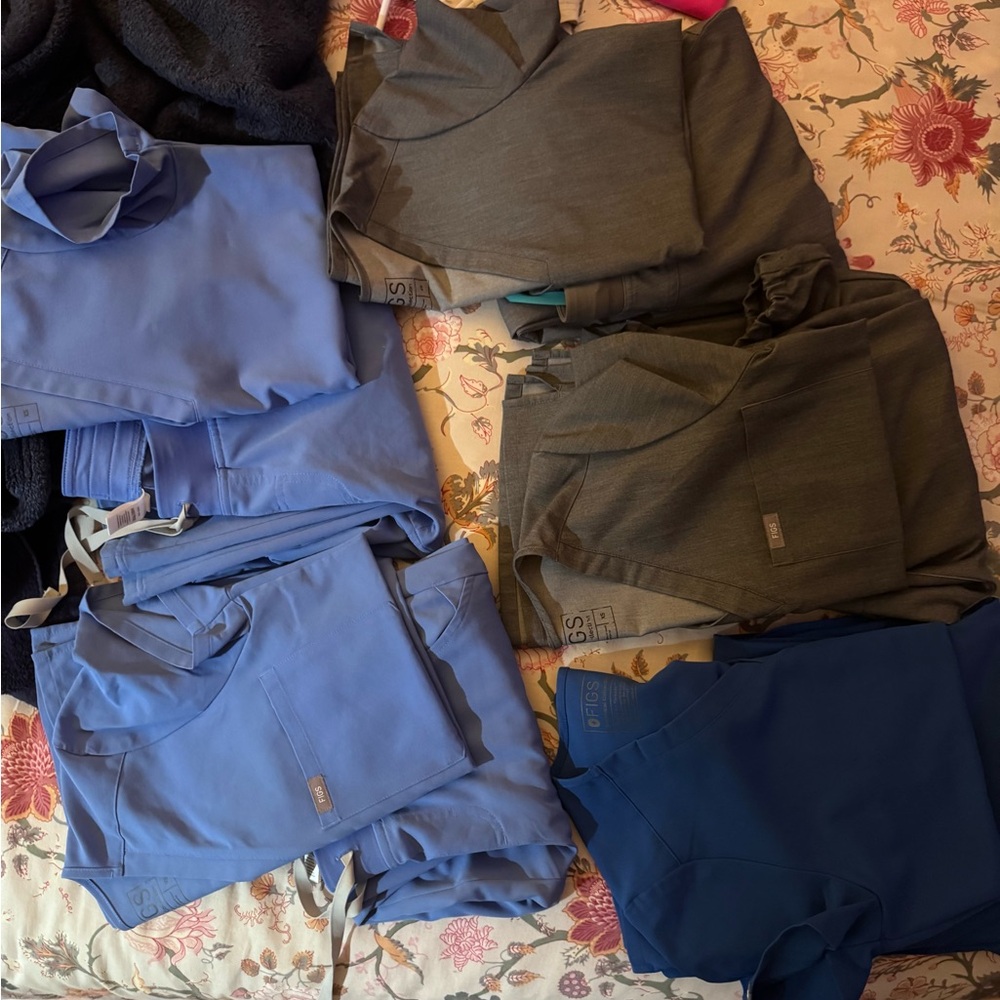 Figs Blue and Gray Scrub Tops